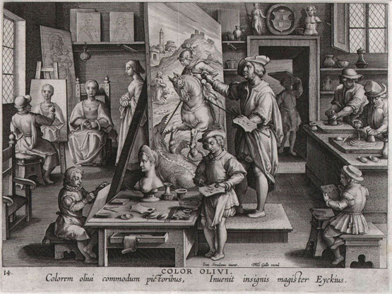  Jan van der Straet. El taller del pintor Van Eyck